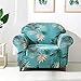 Subrtex Spandex Slipcover Printed High Stretch Washable Couch Cover 1 Piece Furniture Protector (Aqua Printed,Chair)