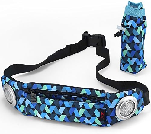 VONTER Music Fanny Pack Running Belt with Water Bottle Holder-Hip Pack with Speaker-Bum Bag Workout Belt Sport Waist Pack Belt Pouch for Men Women Fitness and for All Kinds of Phone (Night&amp;Flower)