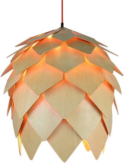 LYDIAMOON Pendant Light Wood Pine Cone Shade, Modern Small Indoor Decorative Ceiling Chandelier for Dinning Room Living Living Room Bar Room Restaurant,M