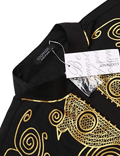 3 COOFANDY+African+Dashiki+Metallic+Mandarin