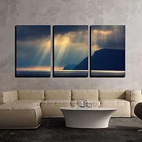 3 Piece Canvas Wall Art - Sea Landscape with Bad Weather and The Cloudy Sky. Crimea, Ukraine. - Modern Home Art Stretched and Framed Ready to Hang - 16"x24"x3 Panels