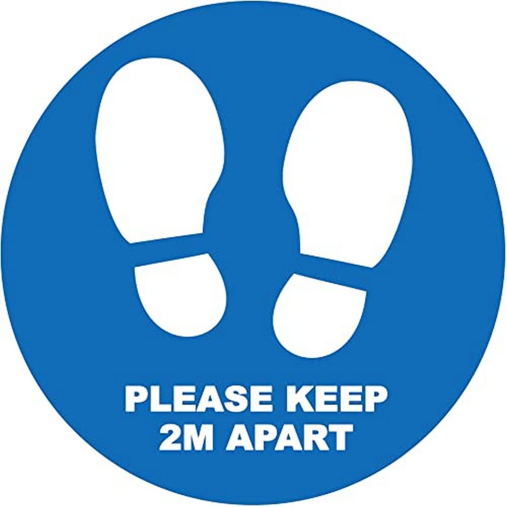 4 x please keep 2 m apart - social distancing landscape floor safety sign self adhesive vinyl weather proof label sticker - 10cm x 10cm - (SC-16)