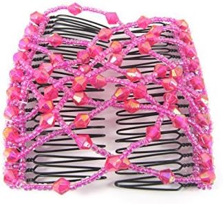 Shimmery Pink Bead Magic EZ Easy Comb Stretchy Hair Clip Grip by EZ Comb