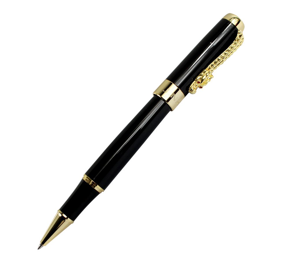Gullor Luxury Roller Ball Pen Jinhao 1200 Black with Golden Dragon Clip Nice Gift Pen