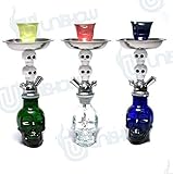Unishow® 7.5 Inch Glass Skull Mini Portable Tobacco Hookah Huka Shisha Pipe 1 Hose By Bubble Star (Random Color)