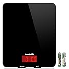 ACCUWEIGHT Digital Kitchen Cooking Scale, 11lb/5kg, Electronic Tempered Glass Kitchen Food Scale, Weighing Scales with Larger Platform and Backlit LCD, Slim Design, Black, Batteries Included