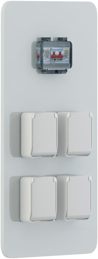 Momoline PLL-SKY-4E/M Skylab 2 Panel Mounting 4 Power Outlet, IP65 16A 250V, MCB, Grey