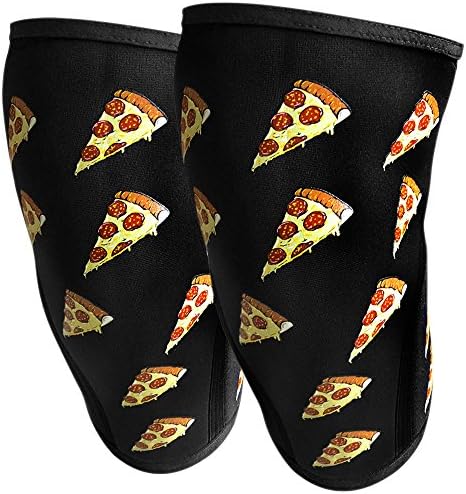 Aklivity Custom Pizza Design on 7mm Knee Compression Sleeves for Powerlifting, Weightlifting, CrossFit, for Men & Women