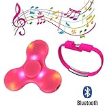 Mercu LED Light Switch MINI Bluetooth Speaker Music Fidget Spinner EDC Hand Spinner For Autism And Kids Adult Funny Fidget Toy (Pink)