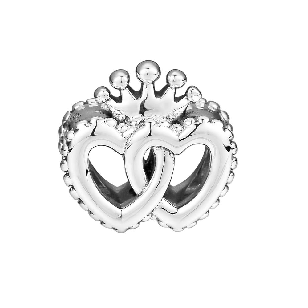 PANDOCCI 2018 Autumn Interlocked Crown Hearts 925 Silver Bead DIY Fits for Original Pandora Bracelets Charm Fashion Jewelry
