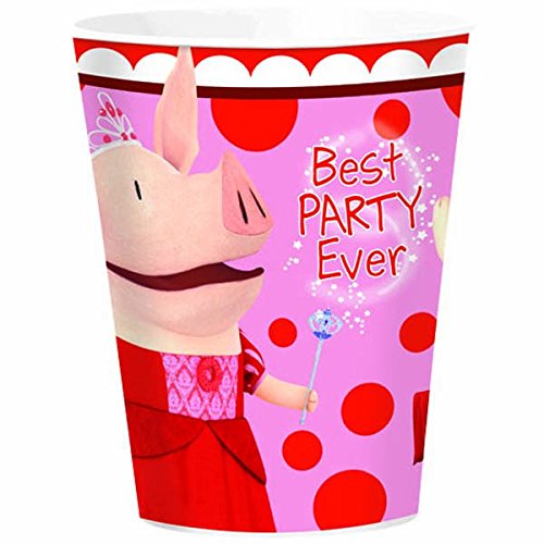 Amscan Dainty Olivia Plastic Cup Birthday Party Favor (1 Piece), 16 oz, Red/Pink
