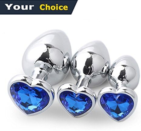 TT4R 3pcs Stainless Steel Metal A-n-a-l B-u-t-t P-l-u-g Diamonds Plated Masturbating for Beginner Advanced User - Blue
