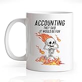 Gkodw Accounting They Said It Would Be Fun 11oz Double-Sided Ceramic Mug, Skeleton Coffee Mug for Accountant, Accountant Gifts Men Women, Birthday Graduation Gifts for Bookkeeper Data Analyst Coworker
