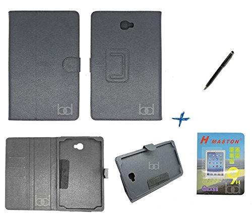 Kit Capa Case Galaxy Tab A Note - 10.1´ T580 Carteira / Caneta Touch + Película de Vidro (Preto)