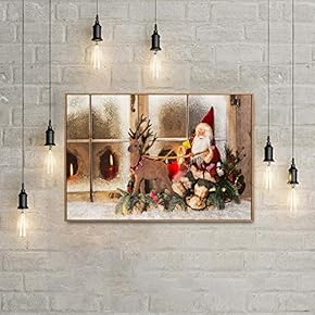 Framed Canvas Home Artwork Decoration Merry Christmas Canvas Wall Art for Living Room, Bedroom - 16x24 inches