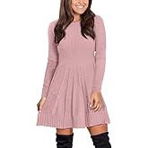 Maisolly Women Winter Cable Knit Sweater Dress Pullover Long Sleeve Flare Warm Dress