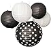 Bobee Black and White Paper Lanterns Party Decorations, set of 5