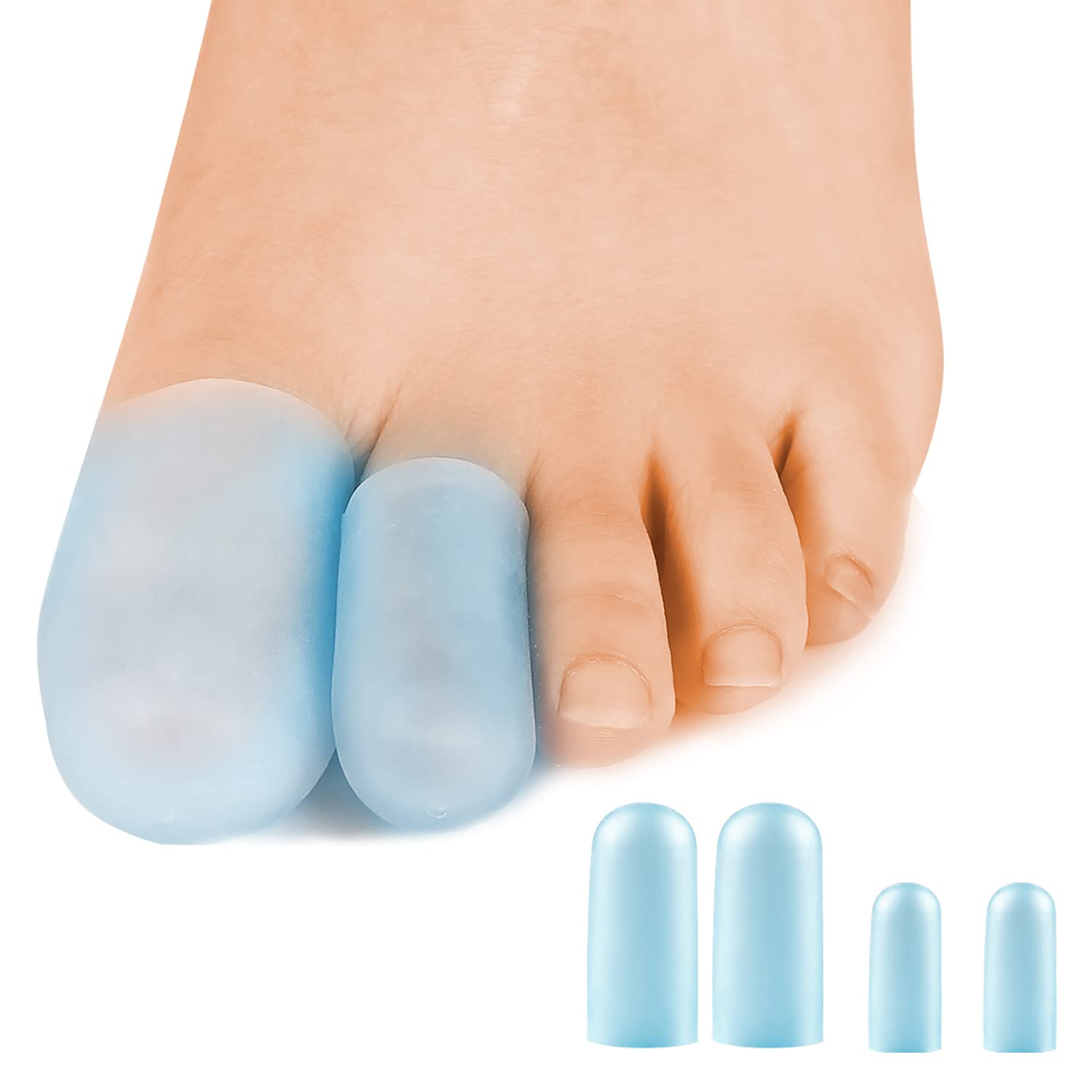 Promifun Gel Toe Cap Protectors, 10 Packs of Toe Guards, Silicone Big Toe Covers for Men and Women, Toe Sleeves for Relieving Missing or Ingrown Toenails, Corns, Blisters, Hammer Toes