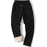 Shiyifa Men's Winter Warm Fleece Sherpa Lined Sweatpants Active Thermal Track Jogger Pants with Pockets