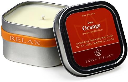 Orange Soy Wax Candles (8 oz) - Aromatherapy Body Massage Candle - Made in the USA - Pure Essential Oil and All-Natural Ingredients - Soy Candles Scented for Health and Relaxation - Low Melting Point
