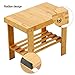Famistar Large Bamboo Stool,Multfunctional Anti-Slip Lightweight Kids Adults Step Stool Seat With Storage Shelf/Foot Pads