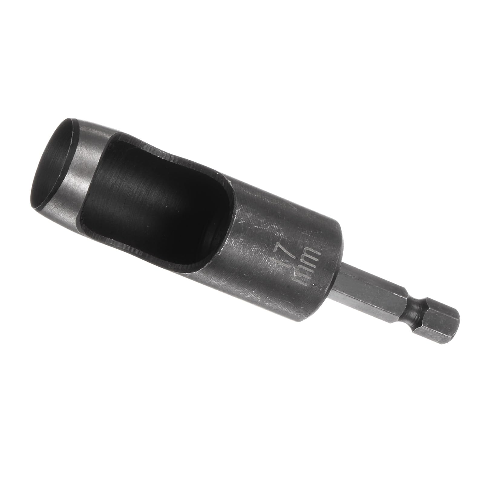 Kozelo Leather Hole Punch Tool - [17mm x 1/4" Shank] Extension Hex Shank Drill Bit High-Carbon Steel Rotary Hollow Puncher for Fabric Leathercraft Belts Use, 115mm Length