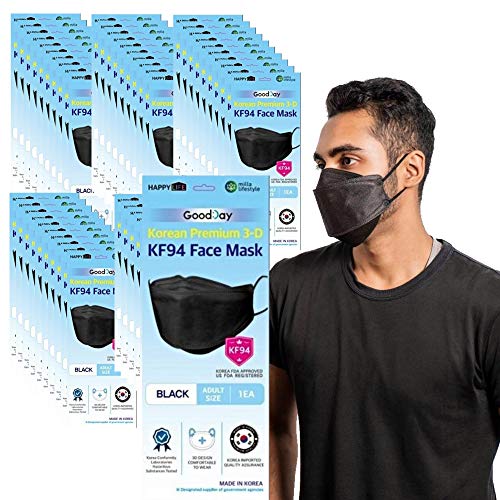 (50PCS) Black Disposable KF94 Face Masks 4Layer Filters Breathable