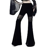 Instobig Gothic Black Pants Grunge Bottoms High Waisted Boho Hippie