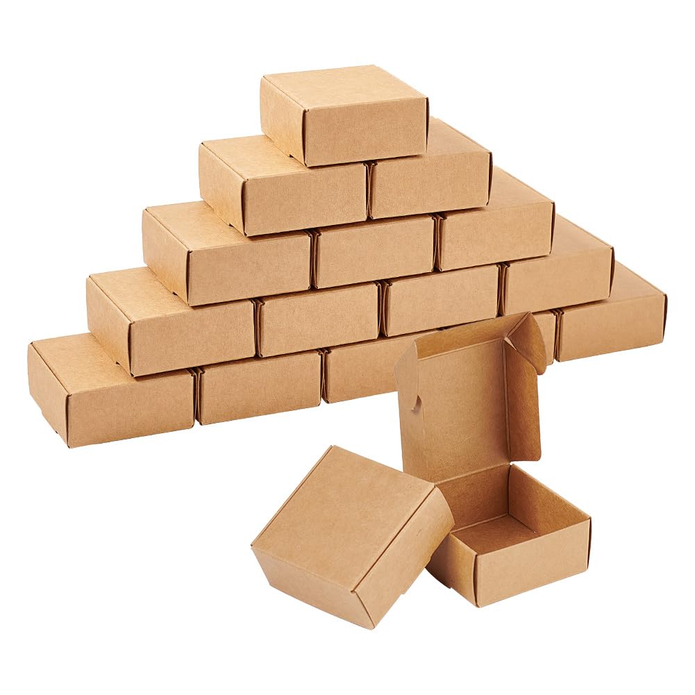 OLYCRAFT 100Pcs Mini Cardboard Boxes 5.5x5.5x2.5cm Brown Cardboard Present Boxs Jewelry Kraft Box Small Corrugated Mailer Boxes Mini Box for Present Wrapping Packaging Small Items
