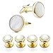 Mens Mother of Pearl Cufflinks and Dress Studs Set for Wedding Party