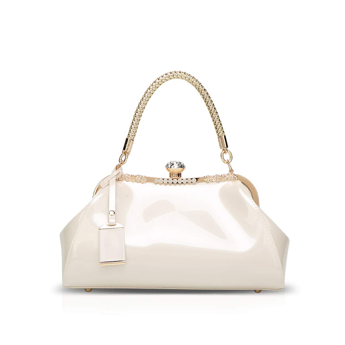 NICOLE & DORIS Handbags for Woman Patent leather Glossy Shell Clutches Evening Bags fashionable for Party White