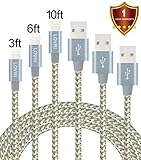 LOVRI 3Pack 3FT 6FT 10FT Apple Lightning Nylon Braided Charging Cord 8 Pin USB cords for iPhone 6s 6 Plus 5s 5c 5, iPad Pro, Air 2, iPad mini , iPod touch 5th gen / 6th gen / nano 7th gen [gray&gold]