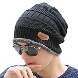 Mens Fashion Hats HINDAWI Thick Wool Knit Skull Cap Warm Winter Snow Slouchy Beanies