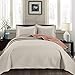 Chezmoi Collection Mesa 3-Piece Oversized Reversible Bedspread Coverlet Set (King, Ivory/Salmon)