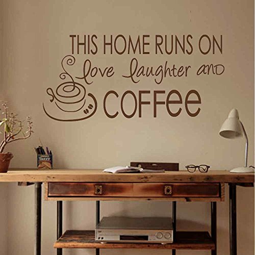 Vinyl Wall Decal – This home runs on love, laughter and coffee(Black, 11″h x22″w) Vinyl Wall Decal – This home runs on love, laughter and coffee(Black, 11″h x22″w)