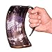 Norse Tradesman LG Viking Drinking Horn Mug - 100% Authentic Beer Horn Tankard With Game of Thrones Direwolf Engraving | The Fenrir, High Polish, approx. 16 oz