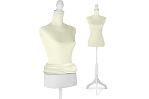 OUTREE Female Mannequin Dress Form with Beige Torso Cover, Mannequin Body with Adjustable Tripod Stand for Clothing, Sewing, Jewelry Display and Photography