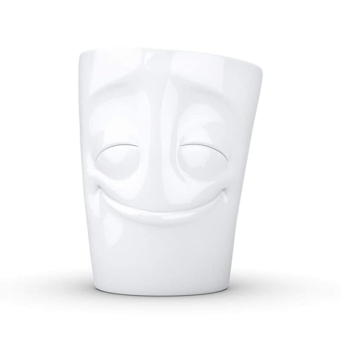 FiftyEight Fifty Eigt vergnügt weiß Tasse, Porzellan, 10 cm