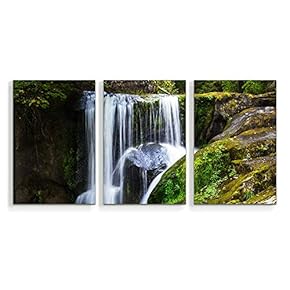 3 Piece Canvas Wall Art Waterfall in Deep Forest of Croatia Painting Artwork for Home Prints Frame - 16"x24" x 3 Panels