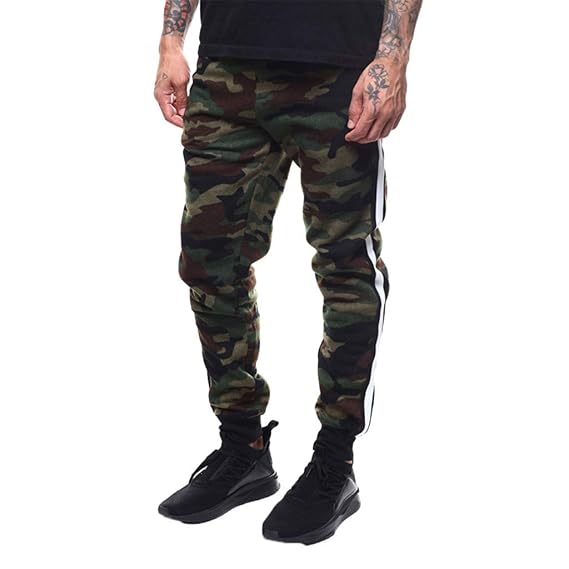 TTEELONG Hosen Herren Splicing gedruckte Overalls Camouflage Pocket Sport Work Casual Hosen Jogginghose Trainingshose Trainingsanzüge Overalls Fleece-Hose