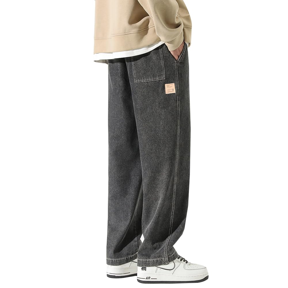 Olekei Men's Pants, Jeans, Long Pants, Wide Pants, Sarouel Pants, Relaxed Pants, Gaucho Pants, Spring, Autumn and Winter Clothing, Solid, Adjustable Drawstring, Popular, Comfortable, Loose, Large
