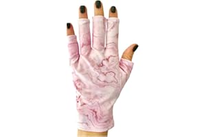 ManiGlovz - The Original UPF 50+ UV Light Protective Nail Gloves | Gel Manicure Gloves and Anti UV Fingerless Gloves for Women | Can be Used as Sun Protection Gloves for Driving | Marble Pink Gloves