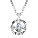 ixluck Natural Moonstone Witches Knot Necklace for Women Viking Runes Formula Pendant Necklace Wiccan Pagan Witchy Jewelry Gift