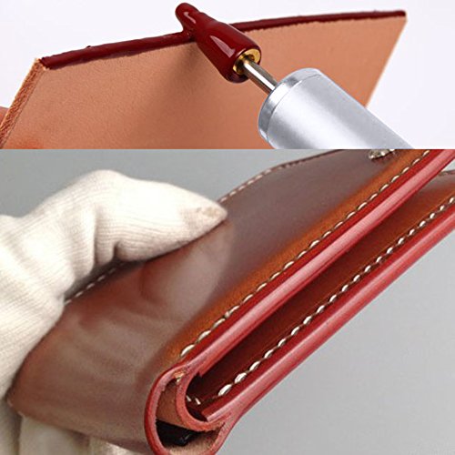 Whitelotous Brass Leather Craft Top Edge Dye Roller Pen Applicator Leather Craft Oil Painting Making Tool (Silver)