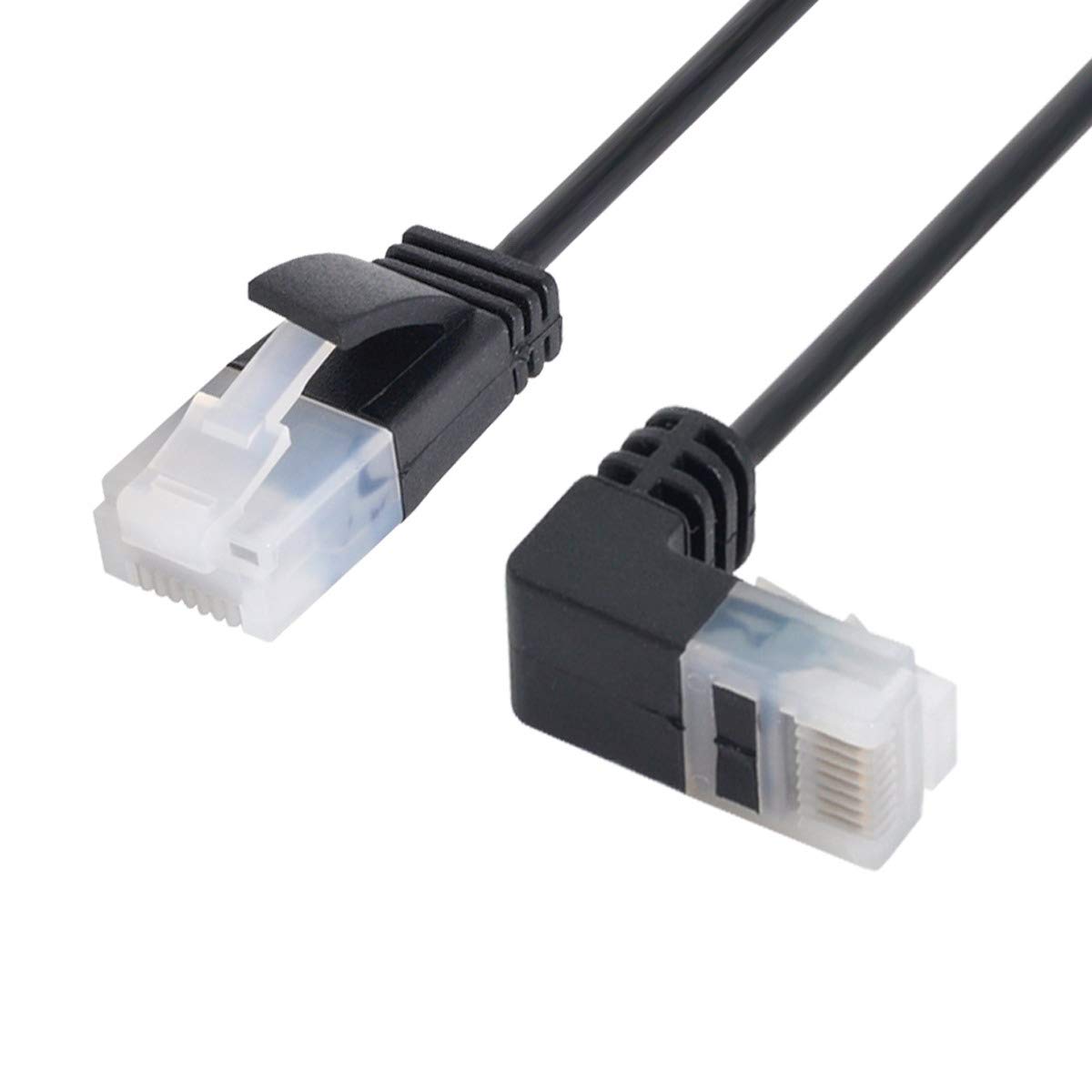 chenyang Cat6 Ethernet Cable,90 Degree Down Angled RJ45 UTP Network Extension Cable Patch Cord Cat6a LAN Cable for Laptop Router TV Box 1.0m