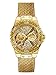 GUESS Women's Stainless Steel Genuine Leather Crystal Accented Watch
