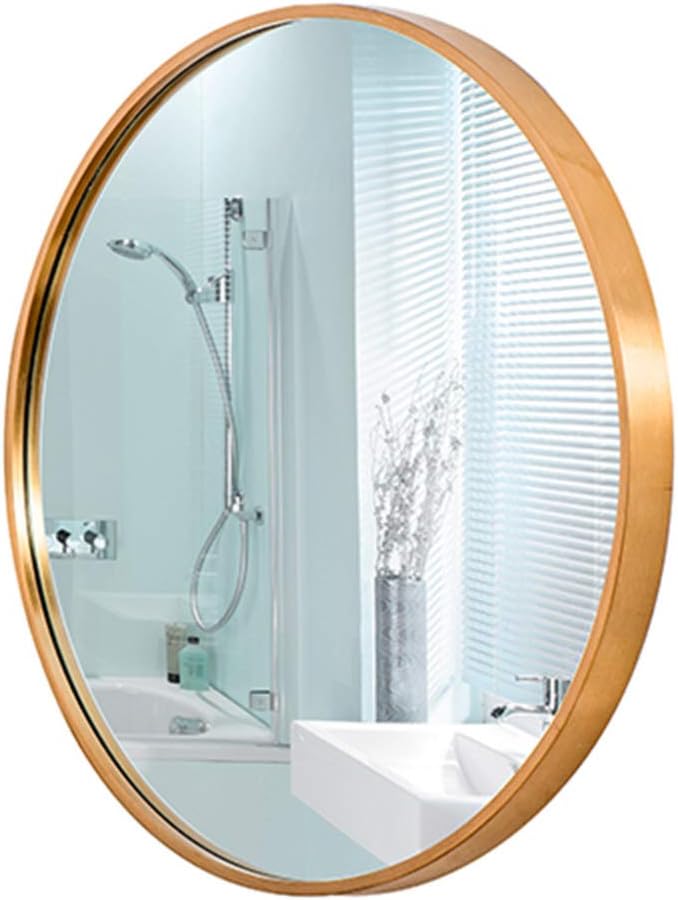 RXDP Espejo espejo de baño, espejo de tocador redondo de color cobre