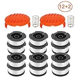 RONGJU 14 Pack Weed Eater Replacement Parts for Black&Decker AF-100, 12 Pack 30ft 0.065" String Trimmer Line Replacement Spools + 2 Pack RC-100-P Caps&Springs (12 Spools+ 2 Caps+2 Springs)