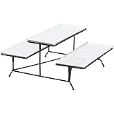 Kanwone 2 Tier Serving Stand With White Porcelain Platters, 14.5" x 6" Tiered Tray for Entertaining Party, Dessert Stand With Black Metal Base