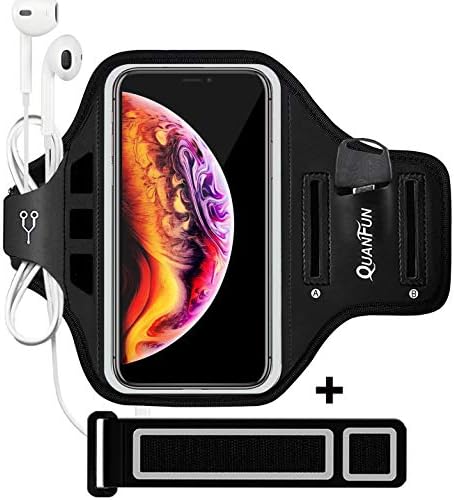Phone Armband for iPhone 6 7 8 Plus X XS XR XSMax, Waterproof Running Sports Armbands with Extra Extension Strap Holder for Galaxy S9 S8 S7 S6 Plus, fits 4.7” to 6.5” Cell Phones - Black / Rosy Pink